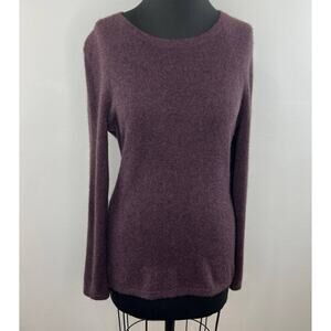Qi Cashmere Purple Round Neck Long Sleeve Pullover Basic Knit Sweater Size XL